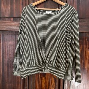 Umgee‎ Olive Striped Long Sleeve Top